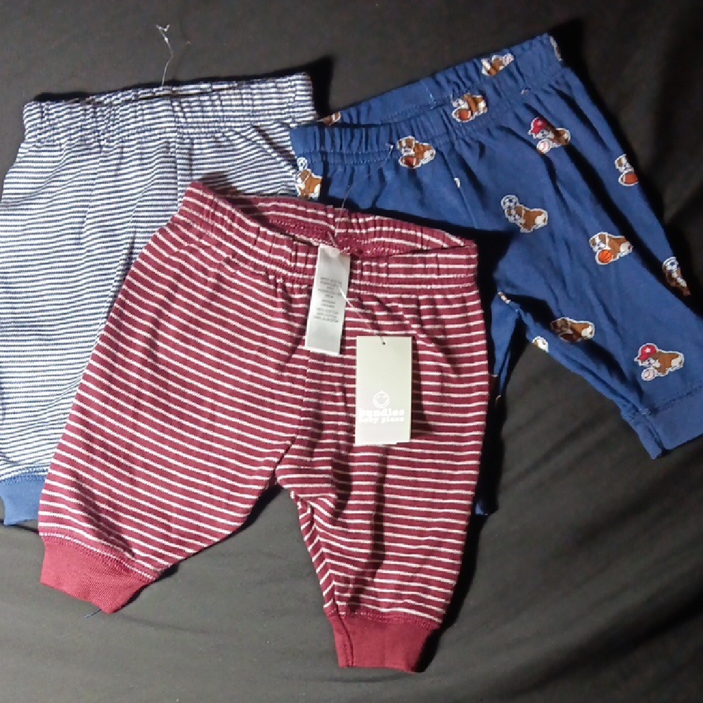 Striped and Patterned Baby Pants Set